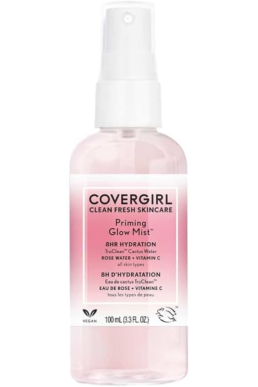 COVERGIRL Clean Fresh Skincare Priming Glow Facial Mist with Rose Water and Vitamin C, 3.3 Fl Oz