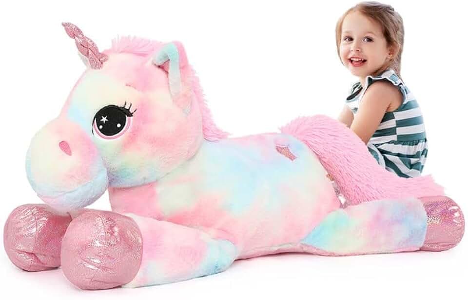 Tezituor 43in Giant Unicorn Stuffed Animal, Rainbow Pink Stuffed Unicorn Toys for Girls and Women, Big Unicorn Plush Gifts for Valentines Day, Christmas, Birthday, Party and Decorations