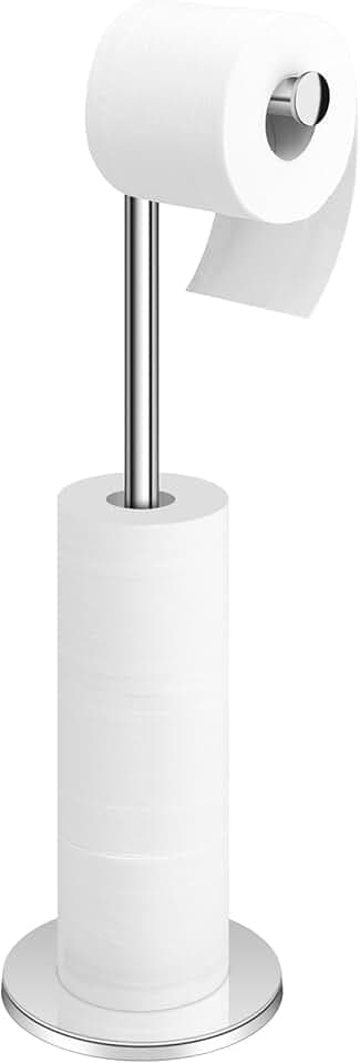 TACGEA Toilet Paper Holder Stand, Bathroom Toilet Paper Roll Holder Stainless Steel, Storage for 4 Rolls of Toilet Tissue, Sliver