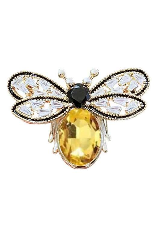 Colorful Rhinestone Crystal Bee Brooch Pin Vintage Bee Pearl Lapel Pin for Women Retro Rhinestone Insect Pin Jewelry Gift