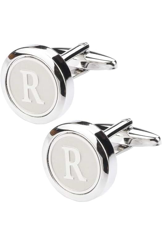Mens Classic Stainless Steel Initial Cufflinks 26 Alphabet Initial Letter Cufflinks Business Wedding Shirts A-Z