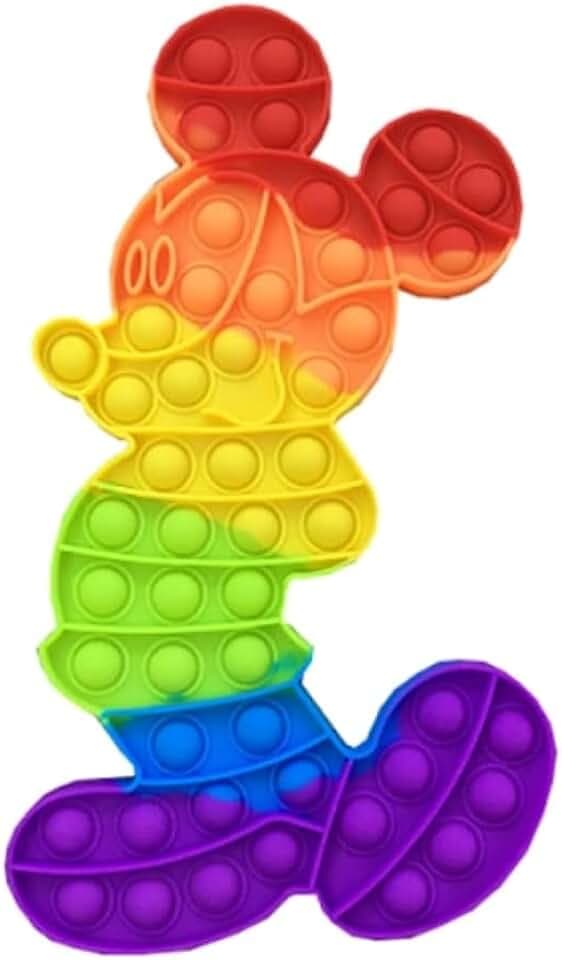 Large Sensory Silicon Pressure Relieve Pop It Fidget Bubble Popper Rainbow Mouse