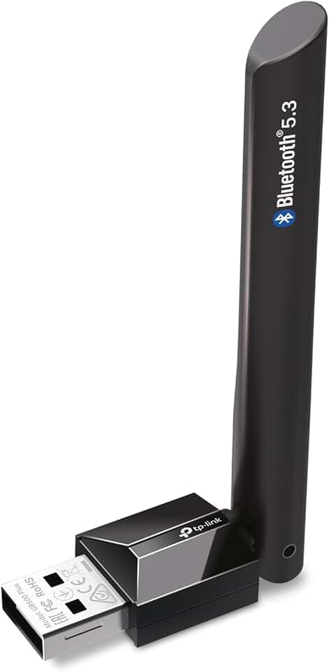 TP-Link USB Bluetooth Adapter for PC, Bluetooth 5.3 Long Range Receiver, Plug and Play, Adjustable Antenna, Supports Windows 11/10/8.1/7 for Desktop, Laptop, PS5/PS4/Xbox Controller (UB500 Plus)