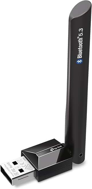 TP-Link USB Bluetooth Adapter for PC, Bluetooth 5.3 Long Range Receiver, Plug and Play, Adjustable Antenna, Supports Windows 11/10/8.1/7 for Desktop, Laptop, PS5/PS4/Xbox Controller (UB500 Plus)