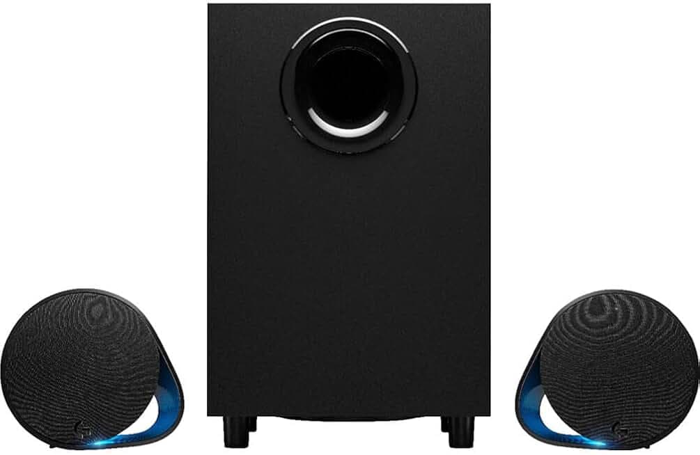 Logitech G560 PC Gaming Speaker System with 7.1 DTS:X Ultra Surround Sound, Game based LIGHTSYNC RGB, Two Speakers and Subwoofer, Bluetooth, USB, Immersive Gaming Experience - Black