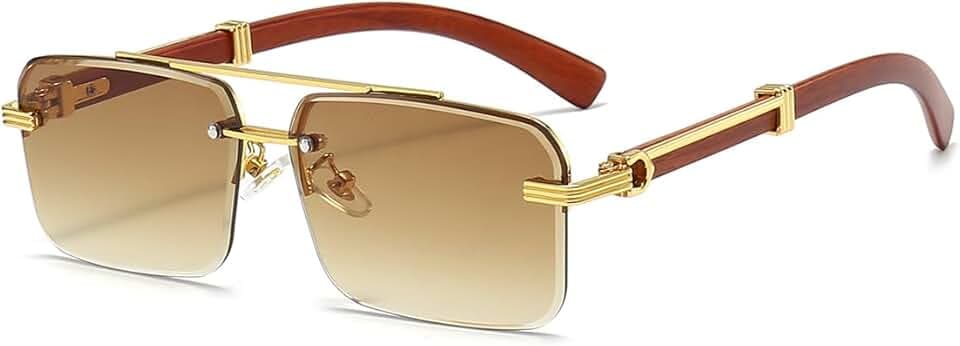 Gleyemor Mens Sunglasses Fashion Rimless Rectangle Sunglasses Square Frameless Sunglasses for Men