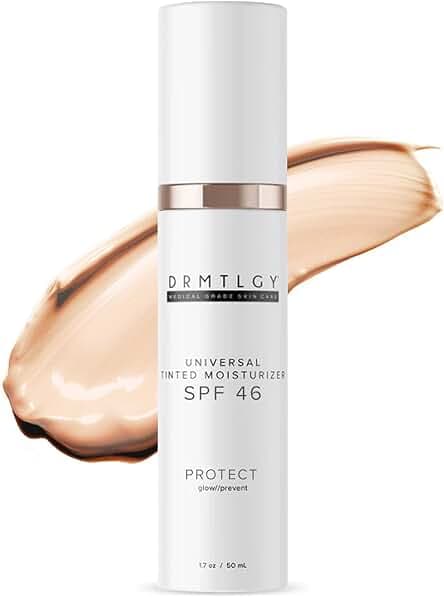 DRMTLGY Anti-Aging Tinted Moisturizer SPF 46 – Sheer Face Sunscreen & Lightweight Makeup with Broad Spectrum UV Protection – Hydrating Skin Care & Face Moisturizer – FSA HSA Eligible (1.7 oz)