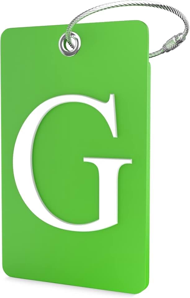 Shacke Luggage Tag Initial – Fully Bendable Tag w/Stainless Steel Loop (Letter G)
