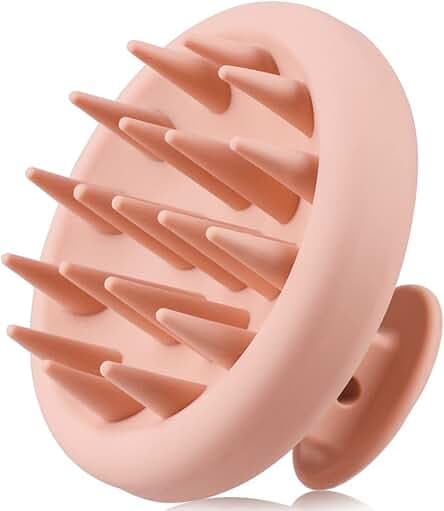 Silicone Scalp Massager Shampoo Brush for Shower, Scalp Scrubber with Soft Bristles for Hair Growth & Dandruff Treatment, Wet Dry Hair Massager for All Hair Types of Women (Pink)