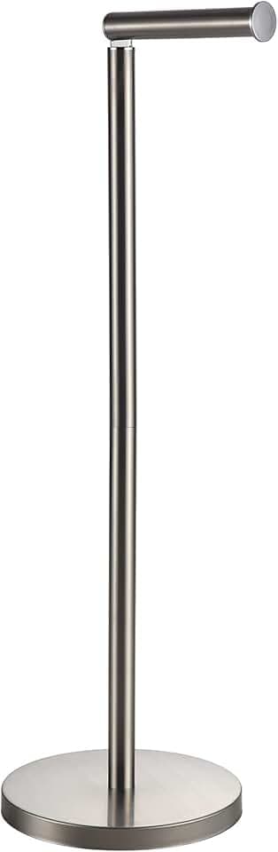BGL Freestanding Toilet Paper Holder - Brushed Nickel, Reserve Storage for Paper Rolls