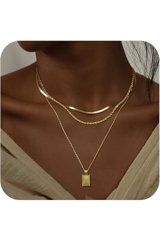 Layered Gold Silver Necklaces for Women, Stackable Stack 14K Real Gold Plated Silver Chain Necklace Diamond Circle CZ Layering Pendant Necklaces Trendy Gold Jewelry Set Gifts