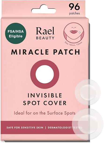 Rael Pimple Patches, Miracle Invisible Spot Cover - Hydrocolloid Acne Patch, Treatment for Breakouts, Absorbs Zits & Blemish, Korean Skin Care, 2 Sizes (96 Count)