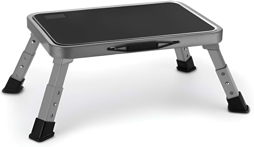 Foldable Step Stool, Adjustable Step Stool with a Non-Slip Platform, Step Ladder with Thick Rubber Feet for Adults or Children in Kitchen, Bedroom, Office, Rv, 330 Lbs Capacity