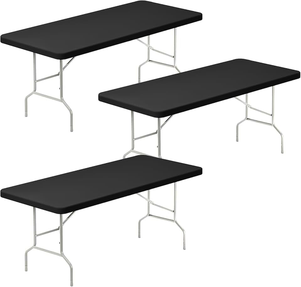 Fixwal Elastic Fitted Tablecloths for 6 Foot Rectangle Tables,3 Pack Rectangular Stretch Spandex Table Covers 6 FT for Party,Dining Kitchen, Buffet, Picnic Table Cover,Outdoor Tablecloth