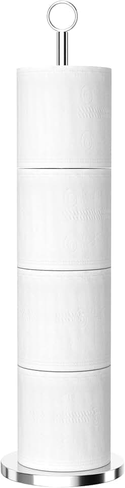 Toilet Paper Holder Stand(with Reserve Function), Free-Standing Spare Rolls Storage Holder, Stainless Steel