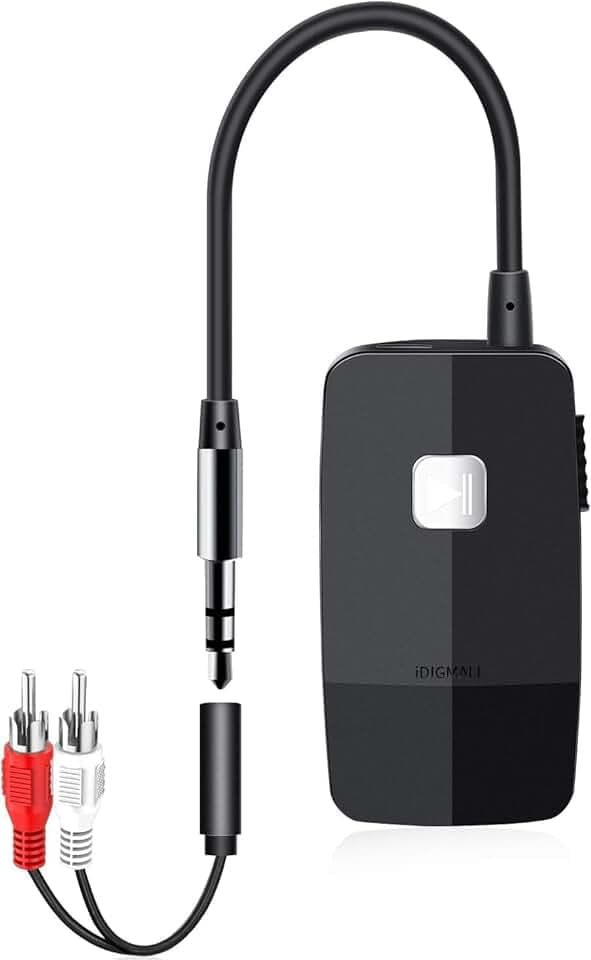 iDIGMALL Advanced Bluetooth 5.4 Receiver for Home Stereo, Wireless Audio Adapter for Wired Speaker Car Stereo Music Streaming with 3.5mm RCA Jack, 20 Hours Playtime, Easy to Slide ON/Off, Multi-Point