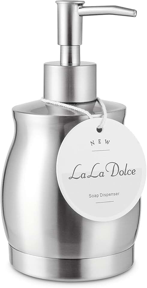 Stainless Steel Countertop Soap Dispenser Liquid Bottle and Pump, Suitable for Various Places Such as Kitchen and Bathroom (Brushed Nickel, 390 ml/13 oz)