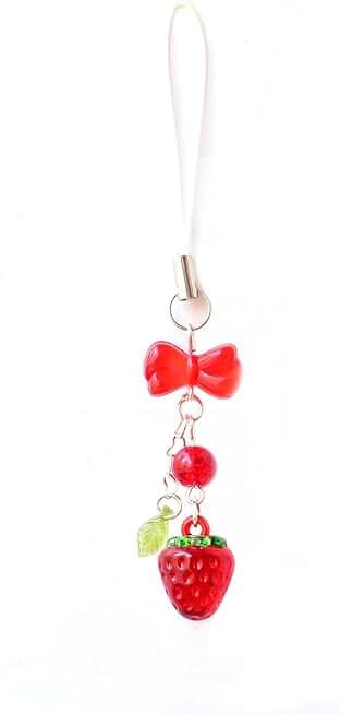 Cute Strawberry Cherry Phone Charm Delicate Y2K Kpop Aesthetic Charm For Phone Bag Keychain Airpods Camera Pendants Decor