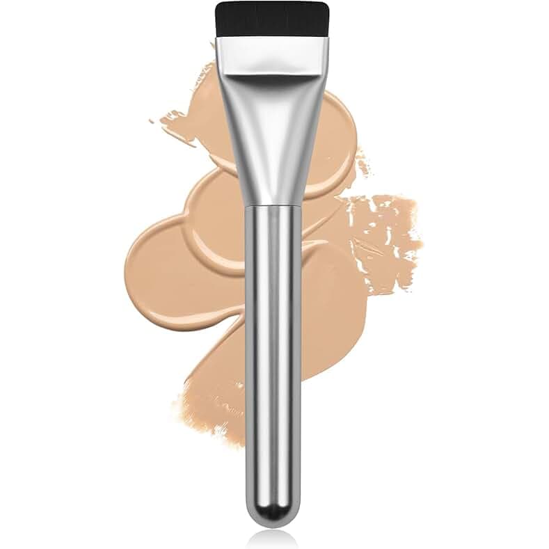 Flat Foundation Brush,Korean Makeup Brush Spatula Facial Brush for Liquid Foundation,Premium Face Makeup Brush for Blending Cream (Silver)