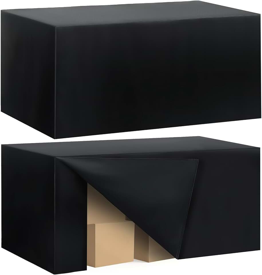2 Pack Fitted Tablecloth for 6 Foot Rectangle Tables 72 x 30 Inch Black Table Covers Water Resistant Polyester Table Cloth for Wedding, Parties,Display, Trade Show (Black)