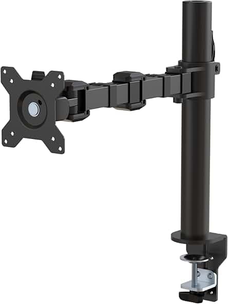 Amazon Basics Single Computer Monitor Stand with Tilt and Rotation, Height Adjustable VESA Desk Arm Mount, Steel, 30 inches, Black