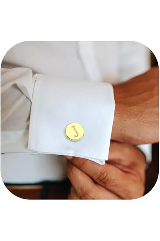 LOLIAS 1 Pair Cuff Links Mens Accessories Jewelry Classic Initial Cufflinks with Gift Box Silver Black Gold Cufflinks