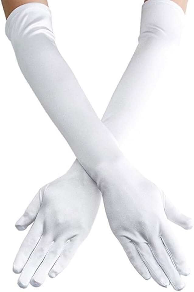 Long Opera Party Gloves for Women 1920s 20s Satin Gloves Costumes Elbow Length Bridal Evening Dress, 21.6 inches