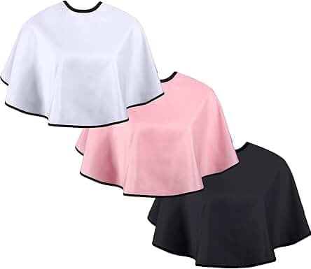 3 Pieces Makeup Capes for Clients Makeup Bibs Comb-out Beard Aprons Hair Dye Aprons Styling Shampoo Capes Hair Salon Shorty Cape Barber Short Smock for Hair Beauty Artist Accessories, 3 Colors