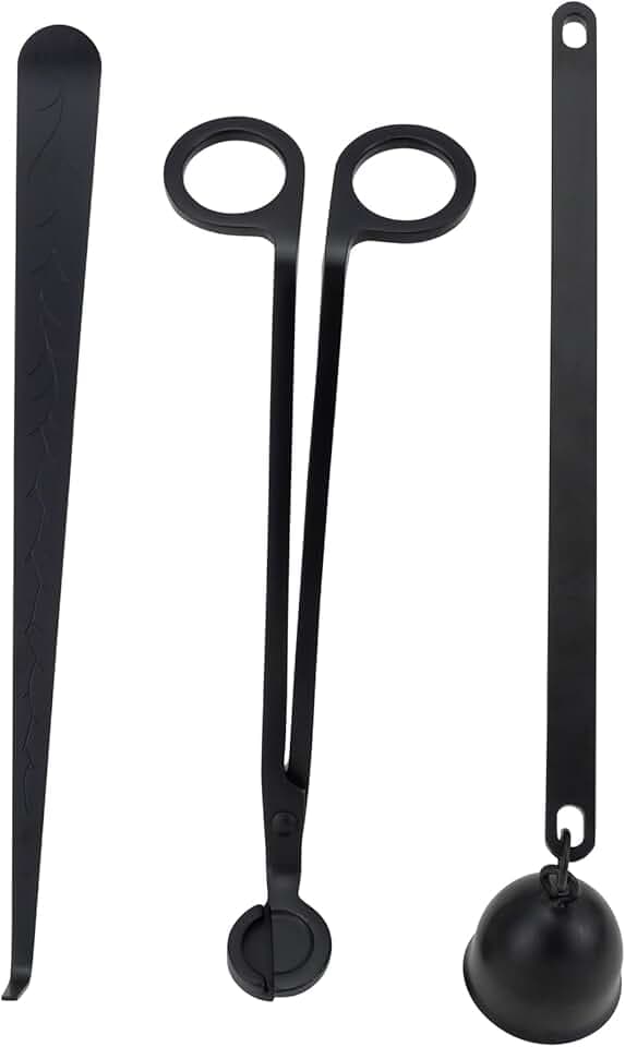3 in 1 Candle Accessory Set with Candle Wick Trimmer & Wick Dipper & Candle Snuffer Extinguisher, Wick Cutter & Wick Scissor Candle Gift Set for Candle Lovers(Black)