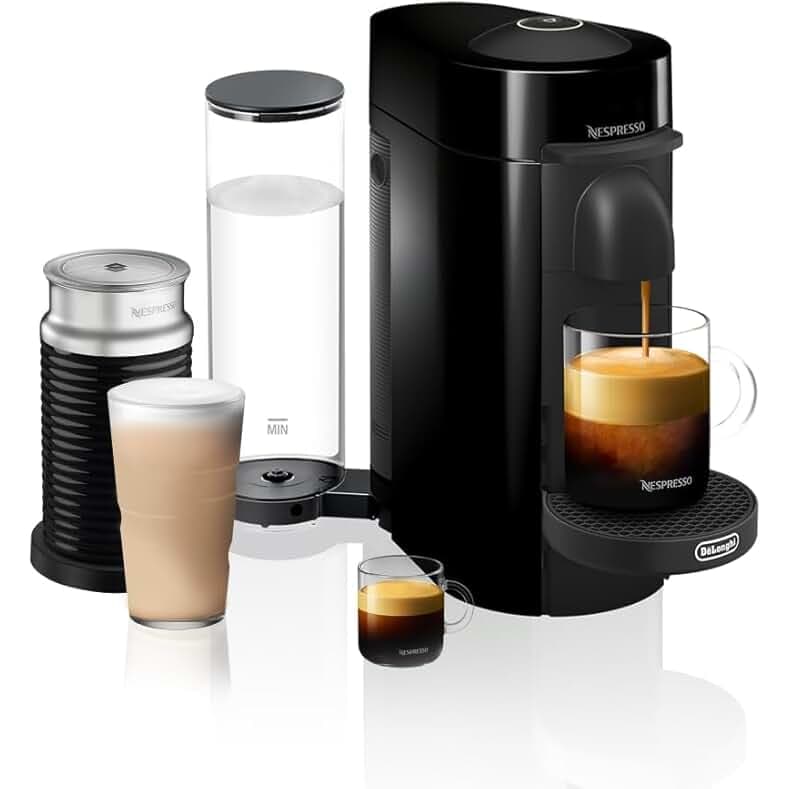 Nespresso VertuoPlus Coffee and Espresso Machine by De'Longhi with Milk Frother, Ink Black