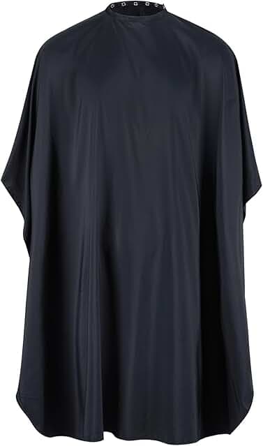 Professional Salon Hair Cutting Cape, Barber Cape for Men/Women, Adjustable Snap Button with Waterproof Hairdressing Salon Cape for Haircut, Coloring, Makeup, Styling(52" x 47"), Black