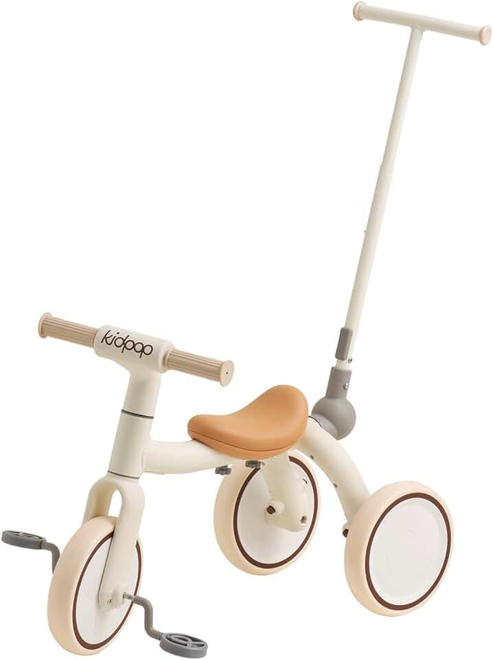 Pony 4-in-1 Kids' Tricycles Pedal Vehicles for 1-4 Push Slide Ride On Toy Balance Bike Baby Walker Stroller (White)