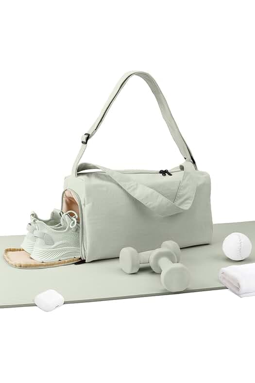 Small Gym Bag for Women with Shoes Compartment, Stylish Duffle Travel Bag for Plane, Lightweight Duffle Bag for Women & Men, Sport Gym Tote Bag with Wet Pocket for Yoga, Pilates, Swimming