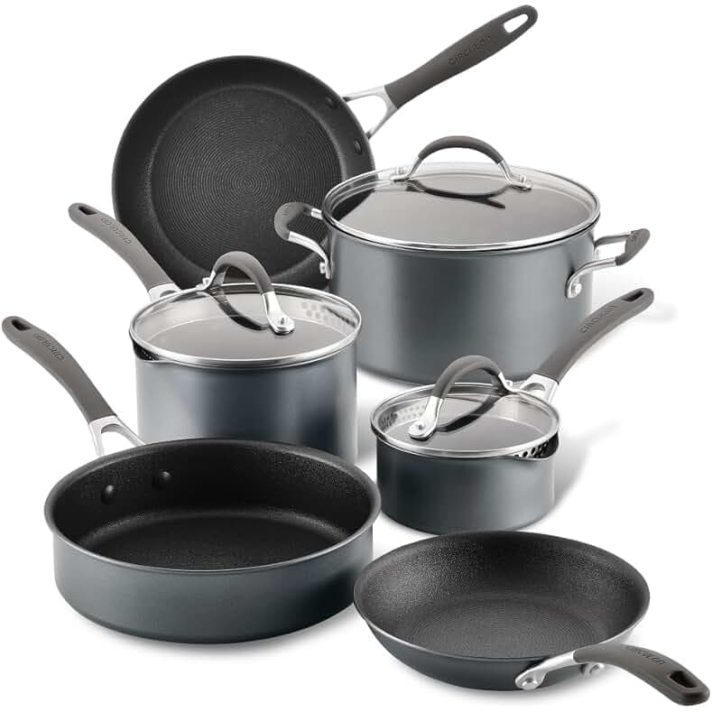 Circulon A1 Series with ScratchDefense Technology Nonstick Induction Cookware/Pots and Pans Set, 9 Piece, Graphite