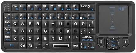 Rii K06 Mini Bluetooth Keyboard,Backlit 2.4GHz Wireless Keyboard with IR Learning, Portable with Touchpad,Compatible with Amazon Fire Stick/VR Glasses/PS4/PS5/HTPC/IPTV (2.4G and Bluetooth)