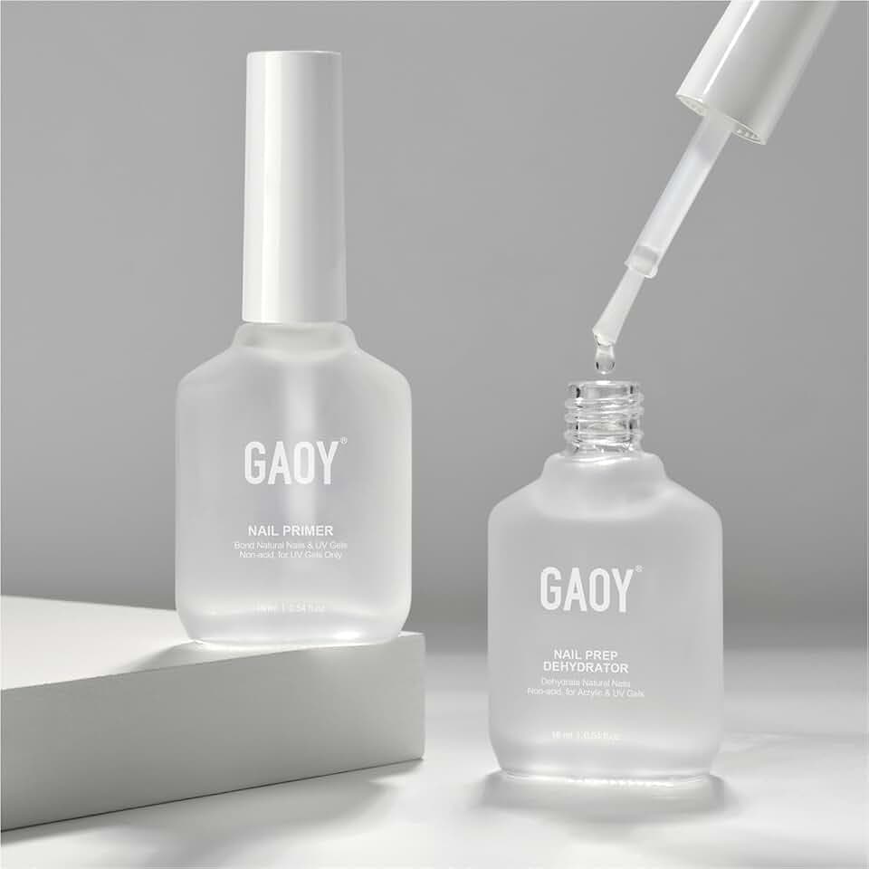 GAOY Nail Dehydrator and Primer, 2 Pcs Acid-Free Natural Nail Prep Dehydrate and Bond Primer Set, for Acrylic and Gel Polish