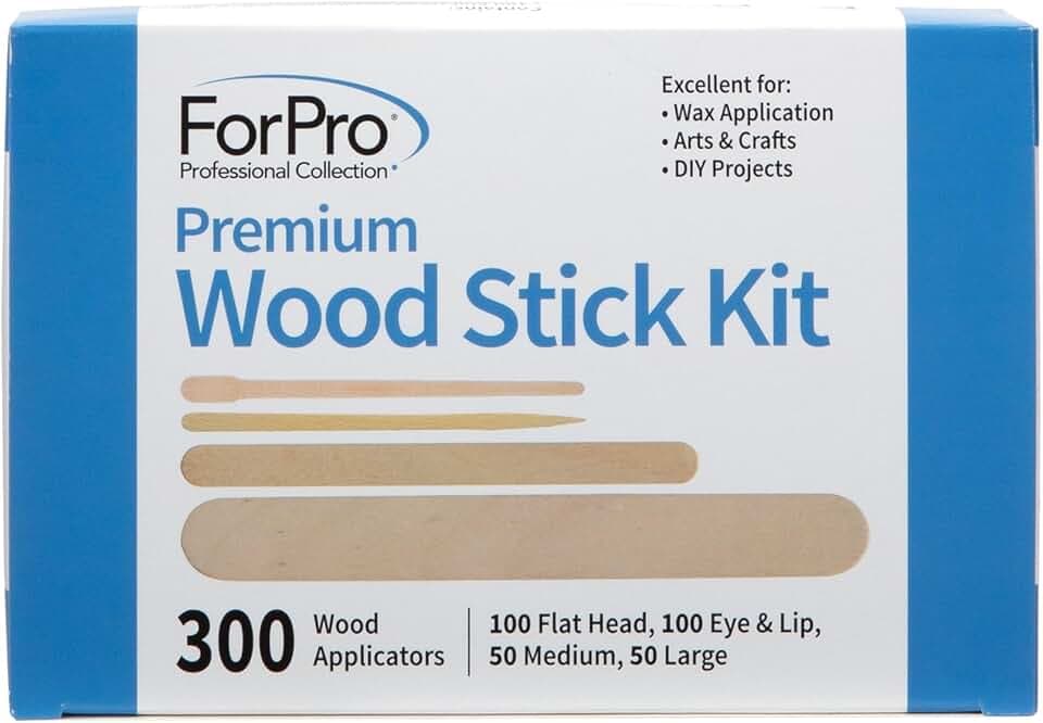 ForPro Premium Wood Stick 300 Pcs Kit, Non-Sterile, Assorted Hair Removal Waxing Applicators for Face & Body, 300-Count