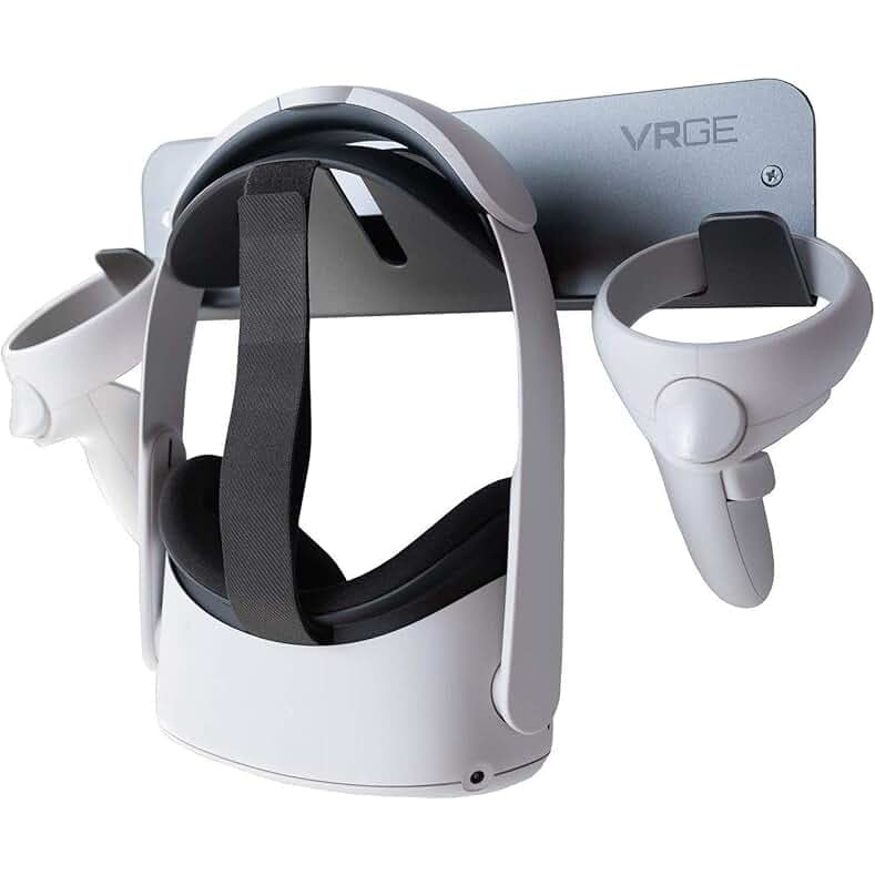 VRGE VR Wall Mount Storage Stand Hook - for Meta/Oculus Quest 3/2 - Rift-S - HTC Vive Pro - PS5 VR2 - Valve Index and Mixed Reality Headsets