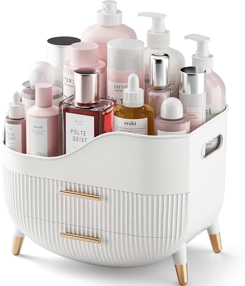 Makeup Organizer with Drawers,Skincare Organizer for Vanity,Storage Box with Handle,Large Cosmetic Display case for Dresser, Bathroom Countertop