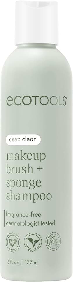 EcoTools Cleanser Shampoo for Makeup Brush/Sponge/Puffs, Remove Makeup & Impurities, Fragrance-Free, No Harsh Chemicals, Vegan & Cruelty-Free, 6 fl.oz./177 ml, 1 Count