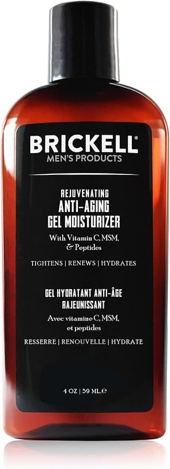 Brickell Men's Rejuvenating Anti-Aging Gel Moisturizer For Men, Natural and Organic, Fast Absorbing Moisturizer Reduces Fine Lines and Wrinkles (Scented, 4 oz)