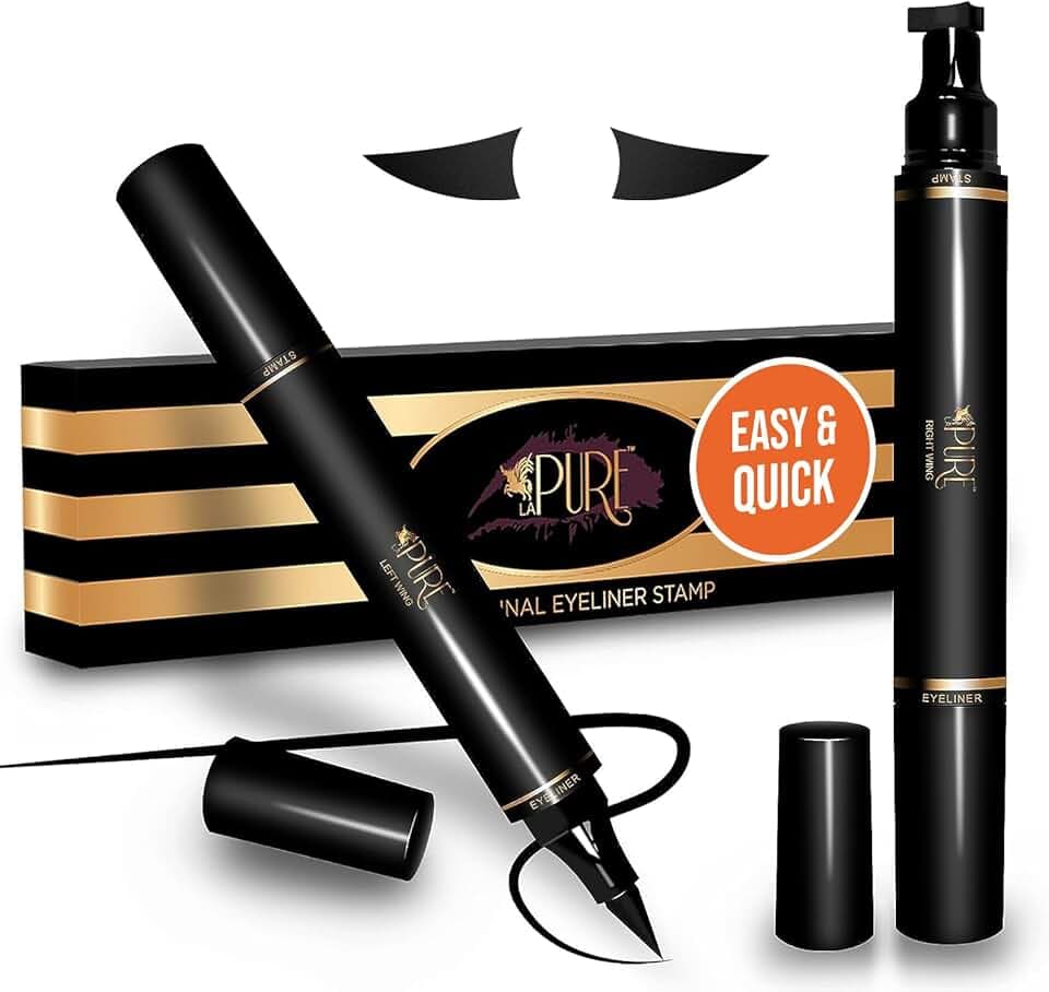 Waterproof Eyeliner Stamp - 2 Wingliner Black Make Up Pens, Vamp Style Wing, Smudgeproof & Sweatproof, Perfect Cat Eye Look, Long Lasting Liquid Eye Liner Pen, Eyeshadow, No Dipping…