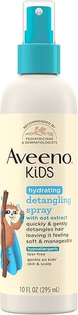 Aveeno Kids Hydrating Detangling Spray with Oat Extract, Quickly & Gently Detangles Kids' Hair, Tear-Free & Suitable for Skin & Scalp, Light Fragrance, Hypoallergenic, 10 fl. oz