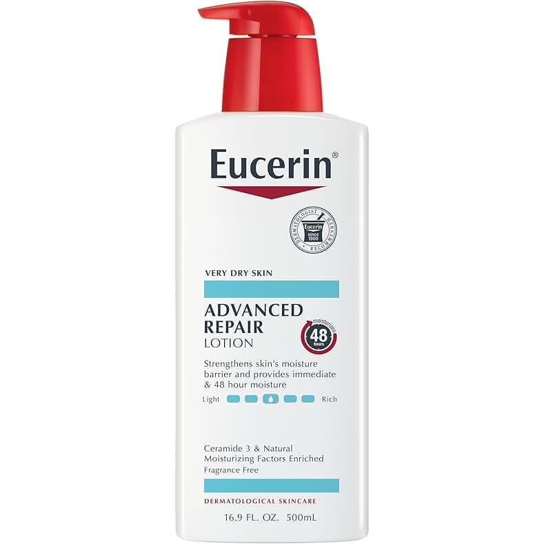 Eucerin Advanced Repair Body Lotion for Very Dry Skin, Unscented Lotion Formulated with Ceramides, 16.9 Fl Oz Bottle