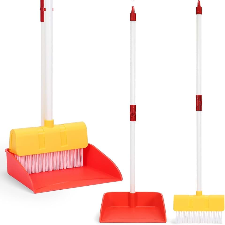 Kids Cleaning Toy Set Toddlers Broom 2 Pcs - Kids Broom and Dust Pan Set for Pretend Play, Cleaning Toys Gift for Toddlers Girls Boys Age 3-6 Years Old