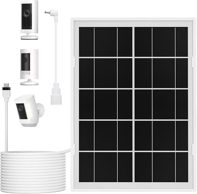 7W Solar Panel for Ring Camera,Solar Charger for Stick Up Cam, Stick Up Cam Pro, Spotlight Cam Plus/Pro with 10FT/3M Waterproof Long Cable and USB-C to Barrel Plug Adapter