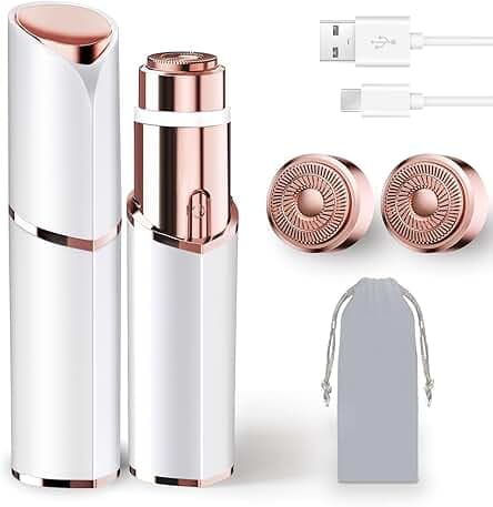 Facial Hair Remover for Women, Portable Lady Shaver, Rechargeable Painless Hair Removal Device for Face, Upper Lips, Chin, Peach Fuzz