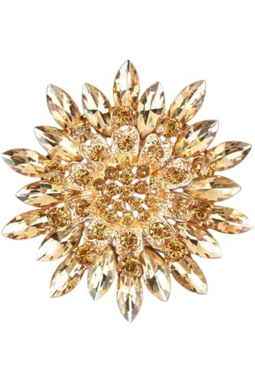 Colorful Rhinestone Crystal Sunflower Brooch Pin for Women Dress Hat Decoration