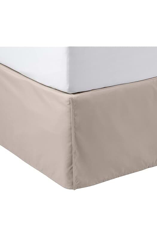 Amazon Basics Lightweight Pleated Bed Skirt, Queen, Taupe, Solid