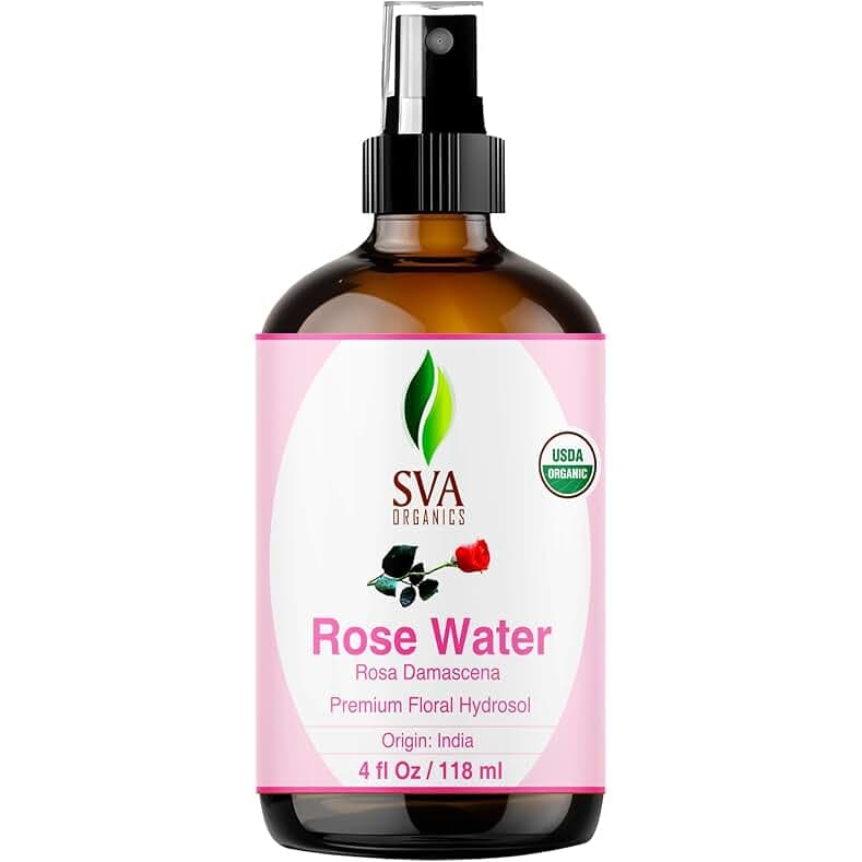 SVA ORGANICS Rose Water 4oz (118 ml) Refreshing Rose Water Spray for Skin Care, Skin Hydration, Bath, Soaps, Haircare & Aromatherapy